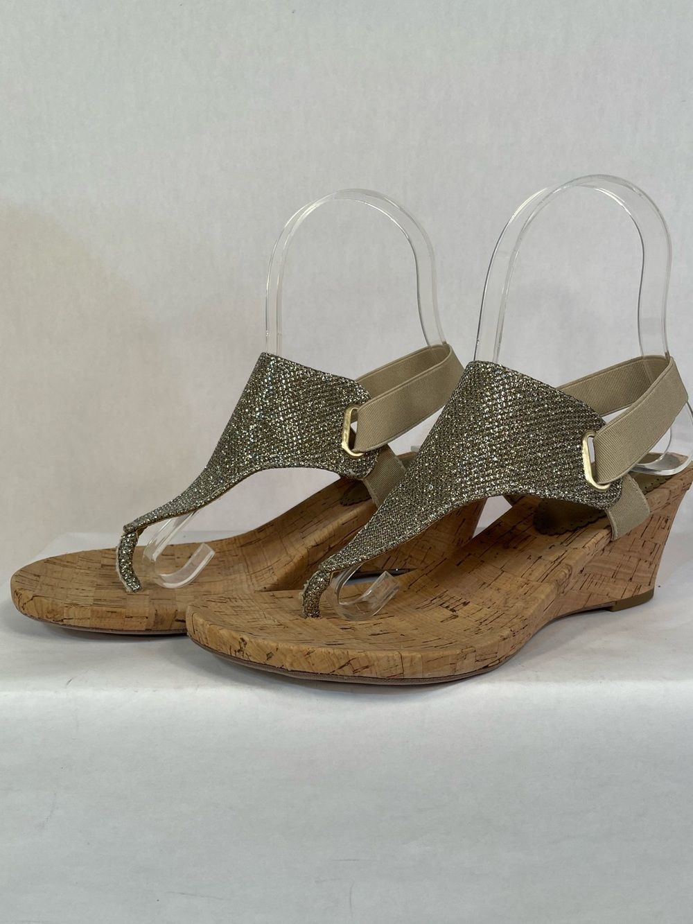 Silver Glitter Cork Thong Sandals - Women - Picture 5 of 8